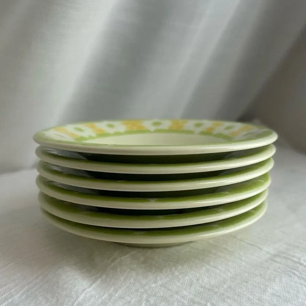Franciscan Picnic Daisy 70s Vintage Set of 6 Saucers